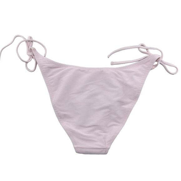 J Crew Bikini Bottoms Pink Cheeky Curved Ribbed String Size Large BE805 Sexy New - Picture 2 of 5